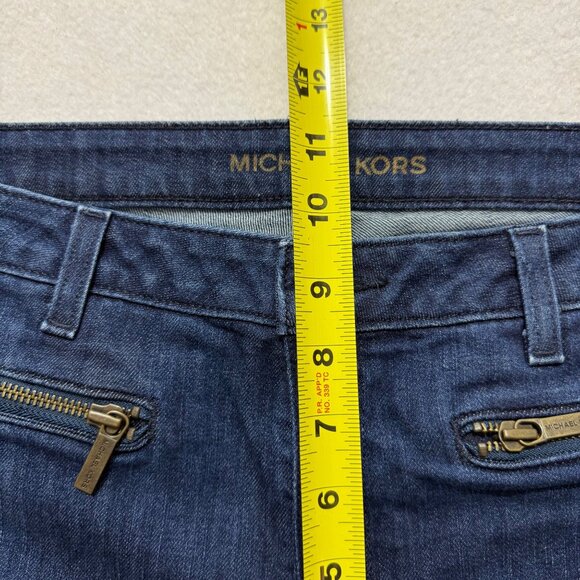 Michael Kors Womens Stretch Zip Pockets Mid Rise Skinny Blue Denim Jeans Size 8 - Picture 9 of 11